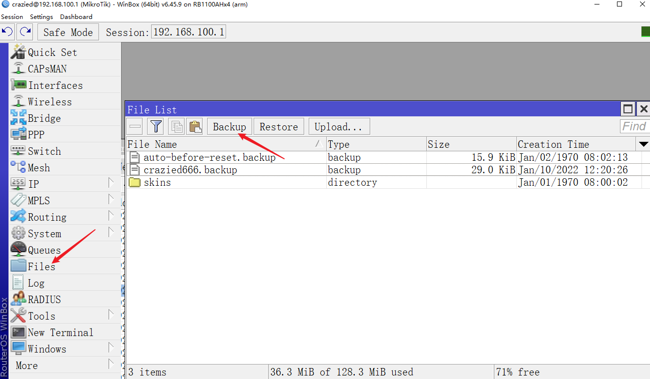 Mikrotik备份与恢复