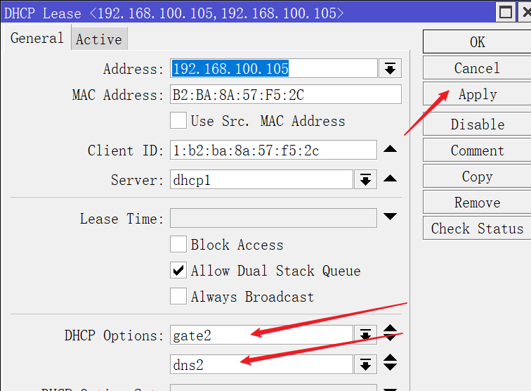 Mikrotik DHCP Options手动指定不同设备使用不同网关与 DNS旁路由 Mikrotik DHCP Options手动指定不同设备使用不同网关与 DNS旁路由